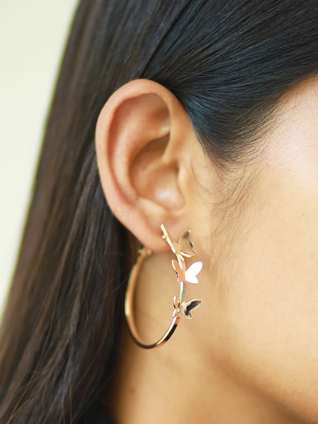 

Ayesha Gold-Plated Butterfly Hoop Earrings