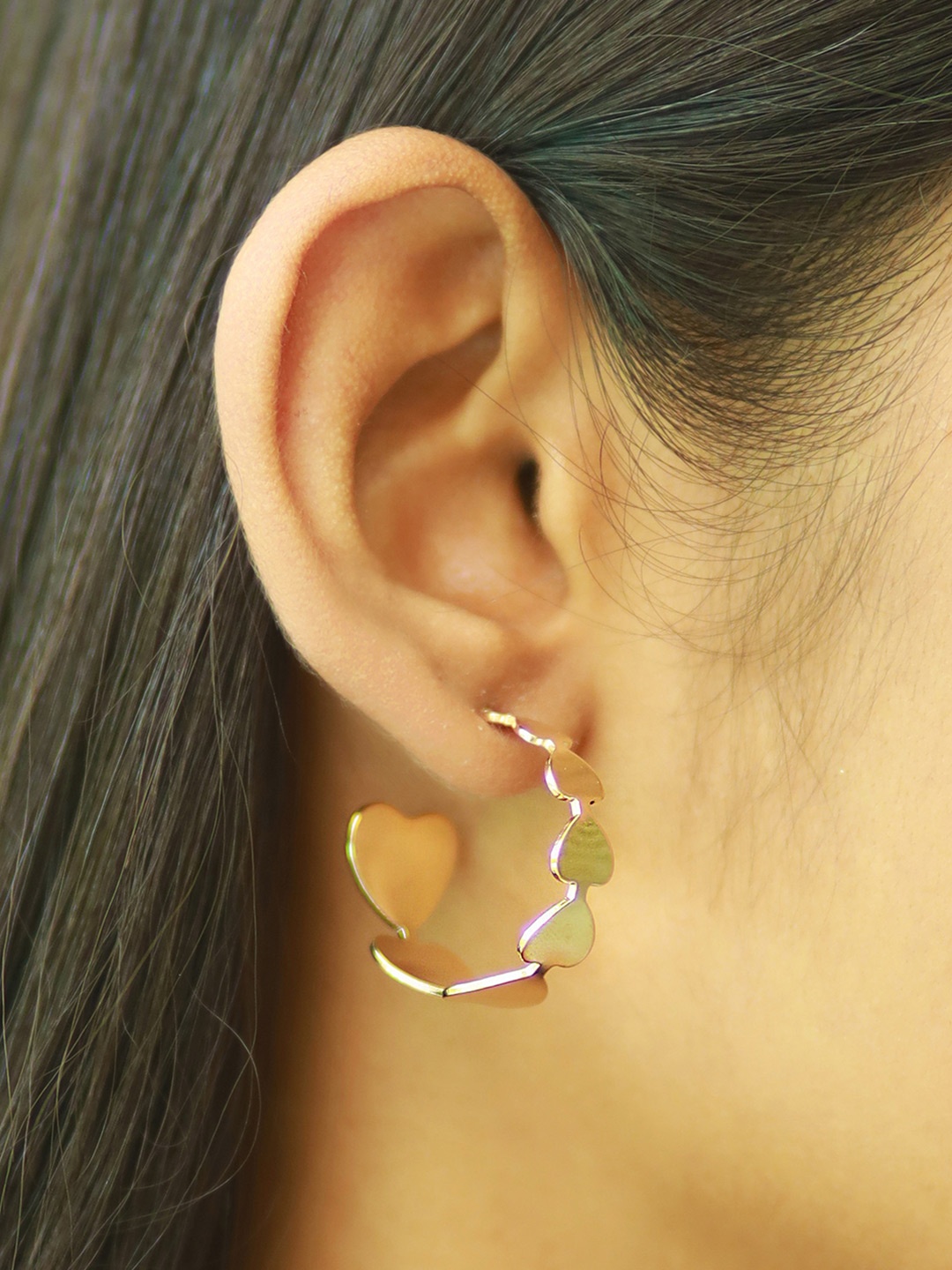 

Ayesha Heart Shaped Half Hoop Earrings, Gold