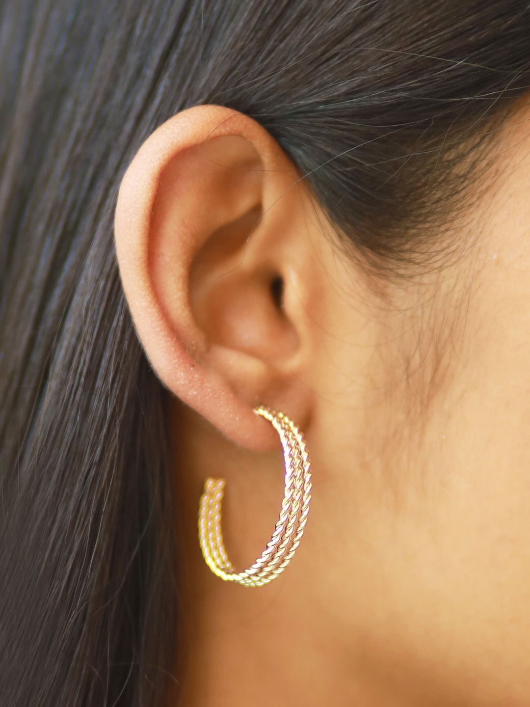 

Ayesha Triple Layered Twisted Hoop Earrings, Gold