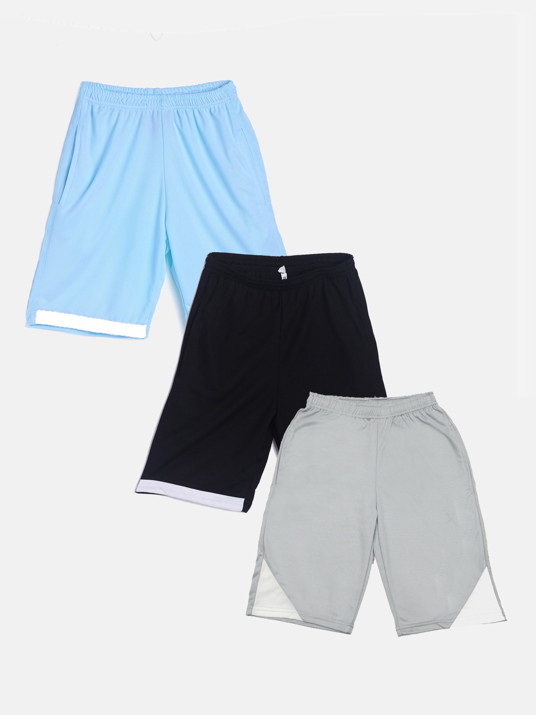 TINY HUG Boys Pack of 3 High-Rise Outdoor Sports Shorts, Black
