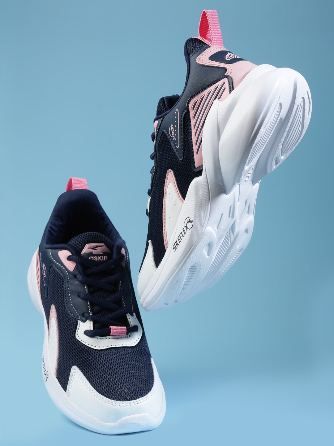 

ASIAN Women Mesh Running Non-Marking Shoes, Navy blue