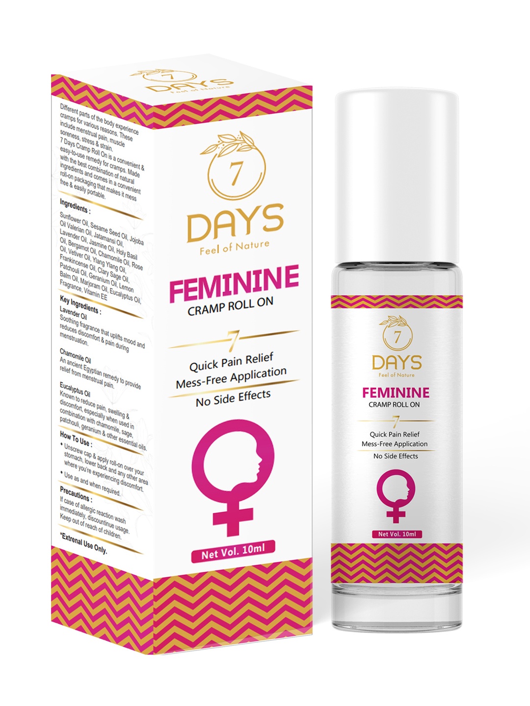 

7 DAYS Feminine Cramp Relief Roll On for Instant Relief from Period Pain - 10 ml, White