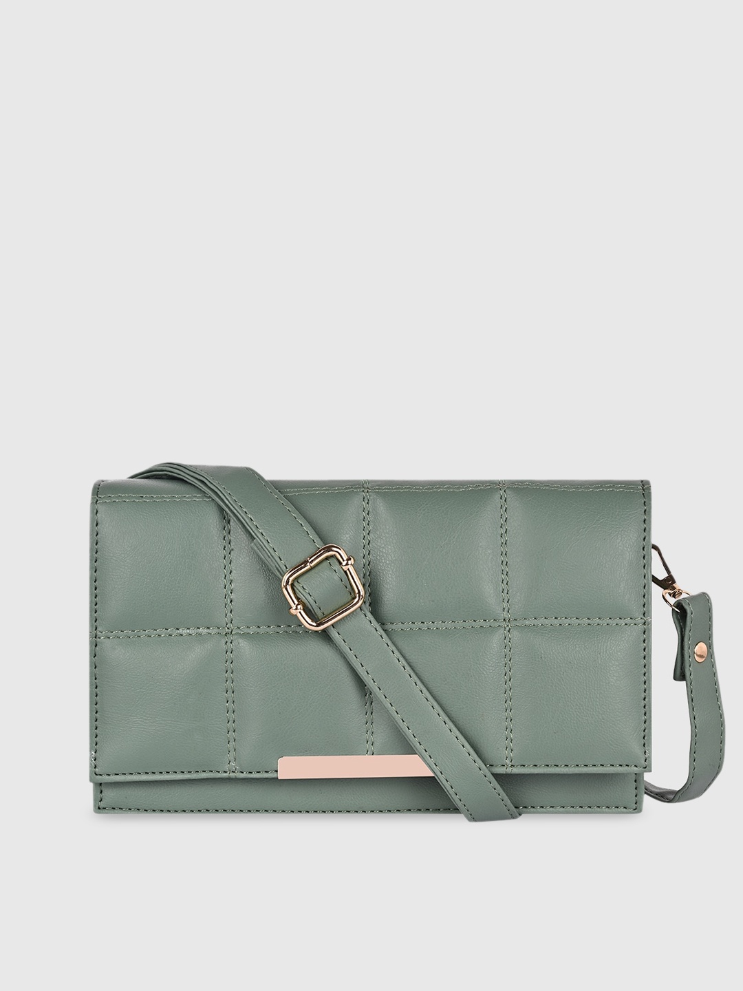 

Bagsy Malone PU Structured Sling Bag with Quilted, Sea green
