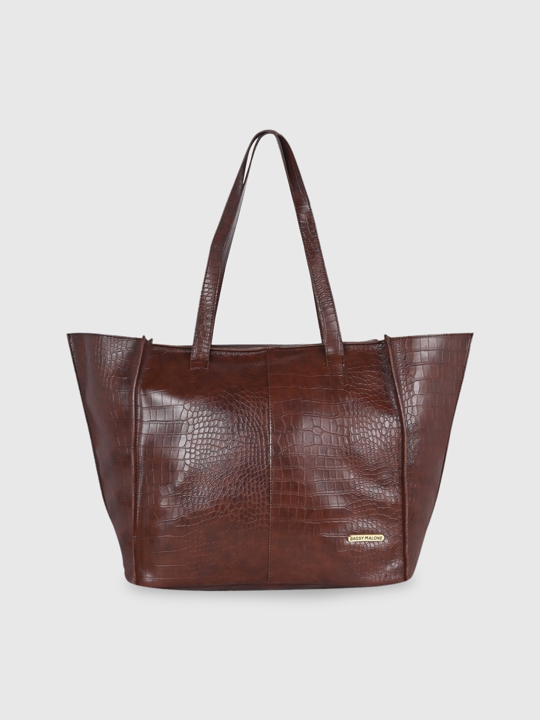 

Bagsy Malone Animal Textured PU Oversized Swagger Tote Bag, Brown