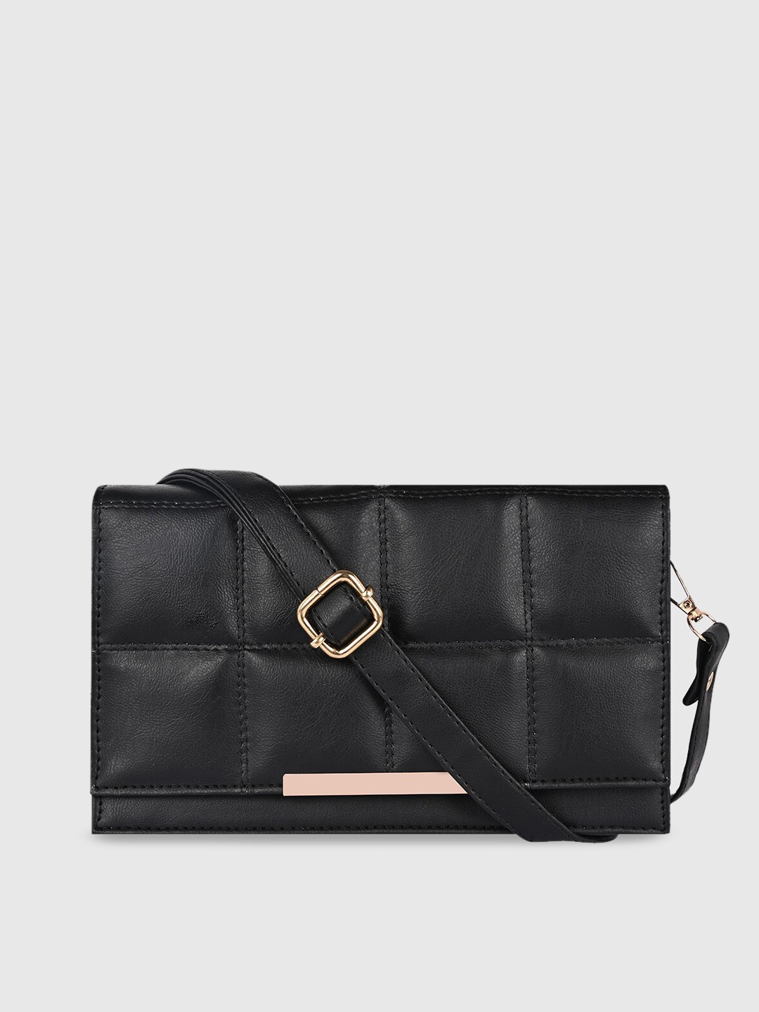 

Bagsy Malone Structured Sling Bag with Quilted, Black