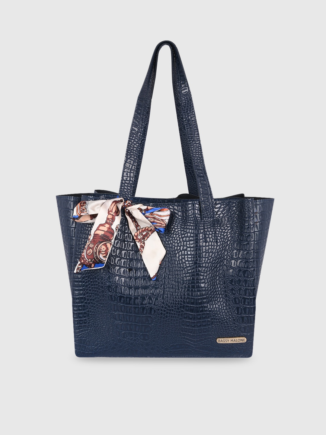 

Bagsy Malone Animal Textured PU Structured Tote Bag with Bow Detail, Blue