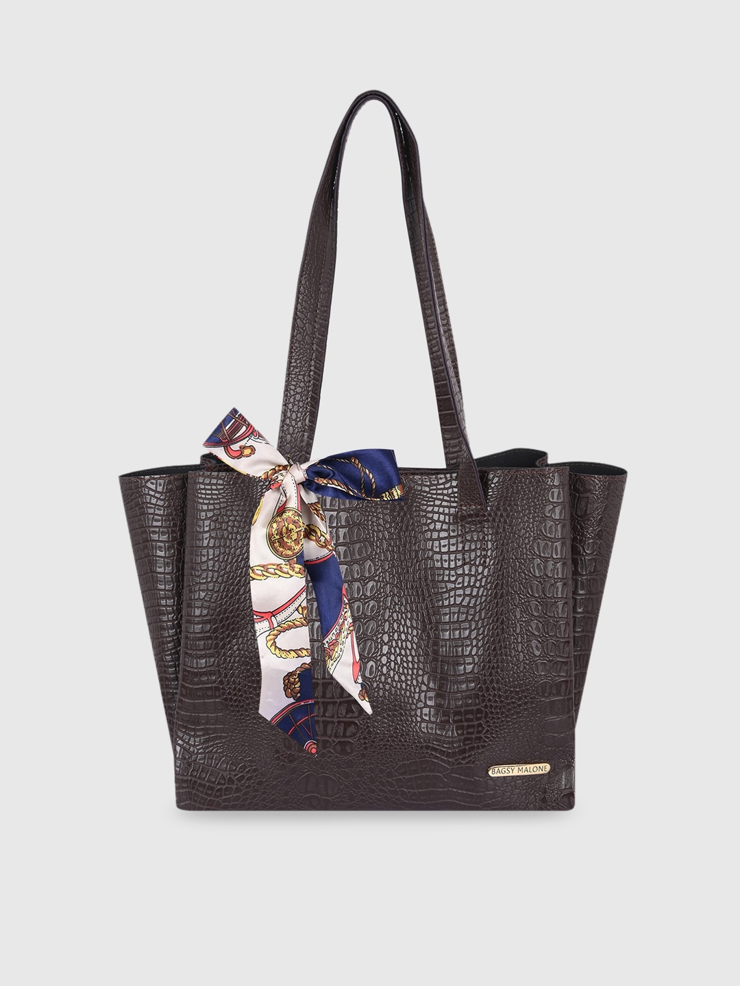 Bagsy Malone Brown PU Shopper Shoulder Bag with Cut Work