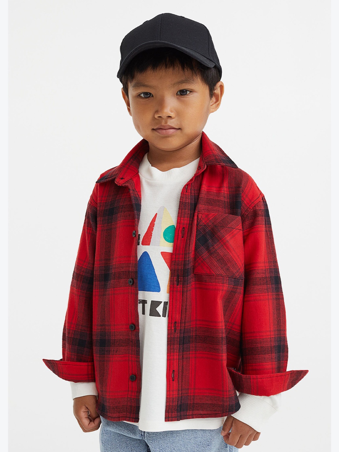 

H&M Boys Cotton Flannel Shirt, Red