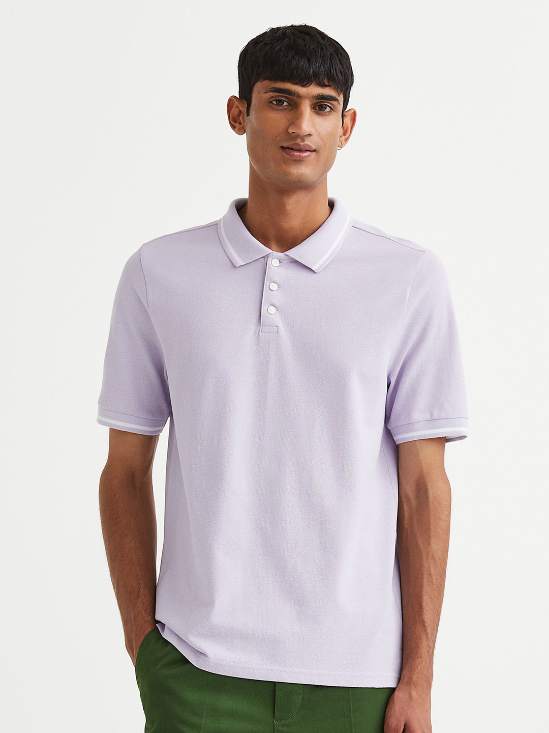

H&M Men Slim Fit Piqu Polo Shirt, Purple