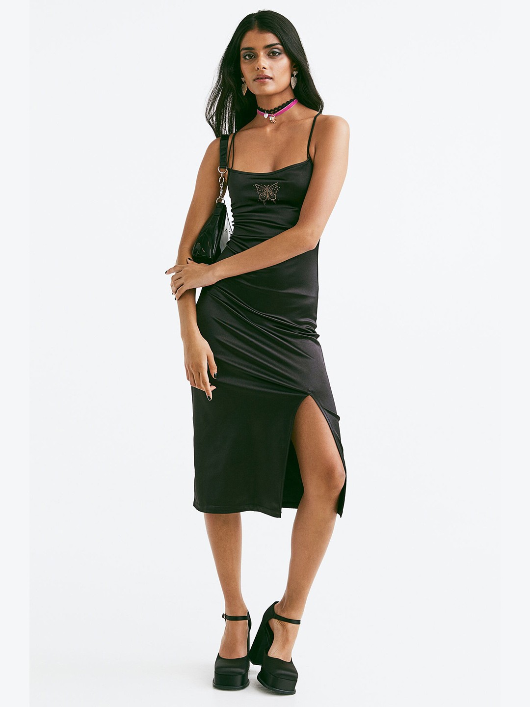 

H&M Women Open-Backed Slip Dress, Black