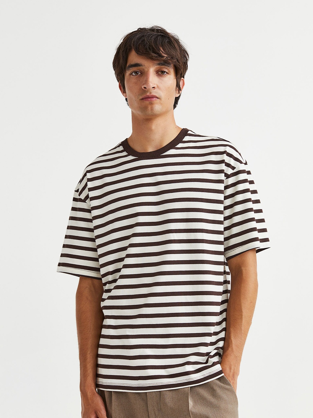 

H&M Men Relaxed Fit Cotton T-shirt, Brown