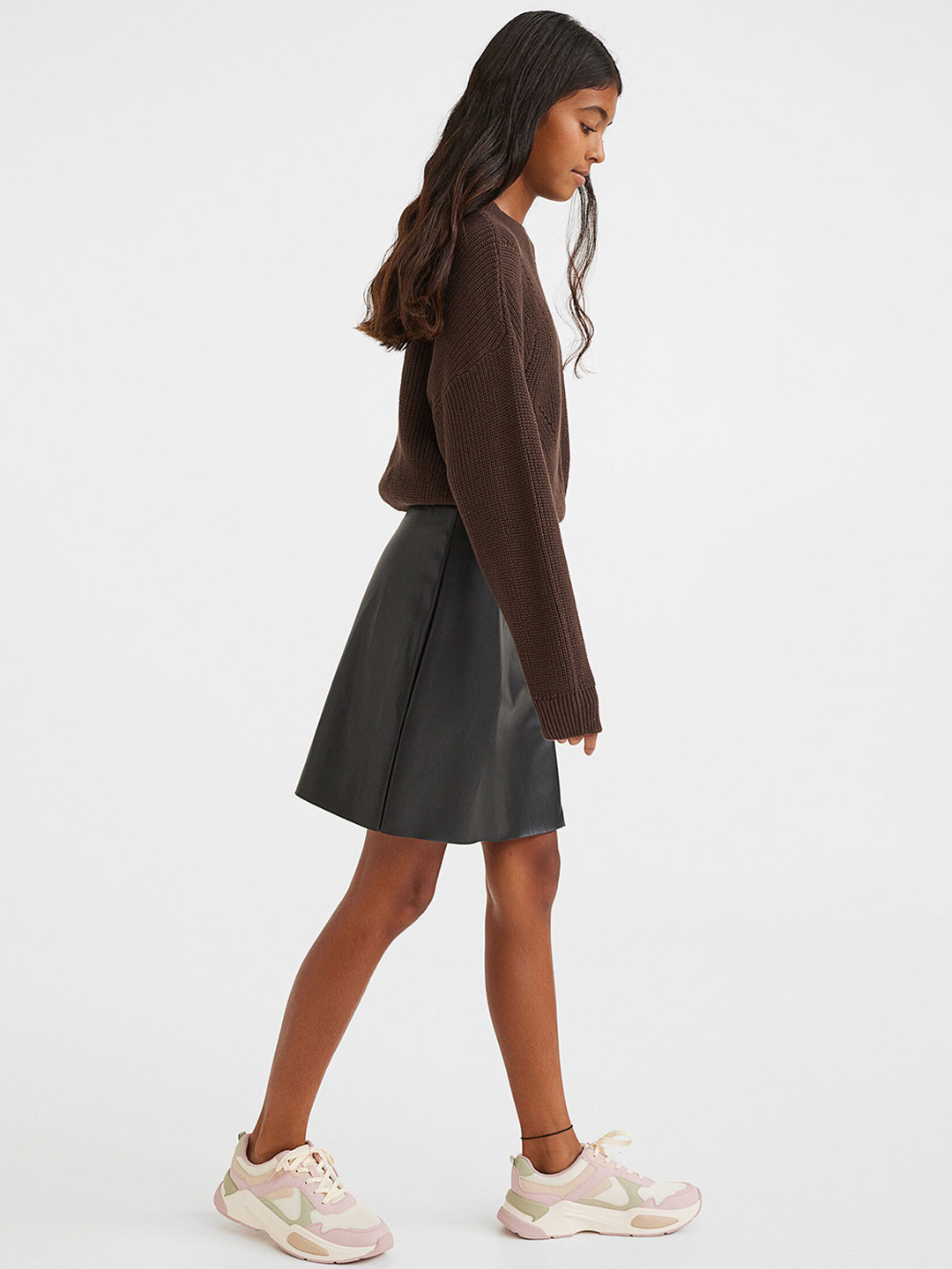 

H&M Girls Black Solid Above-Knee Length Skirt