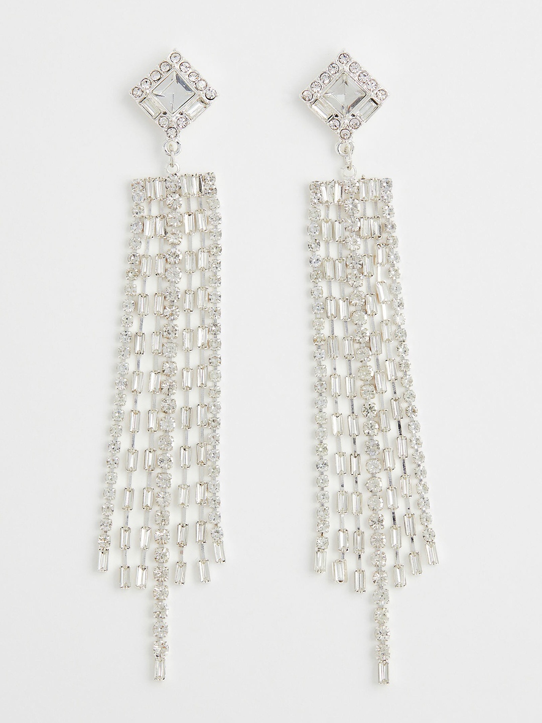 

H&M Long Rhinestone Earrings, Silver
