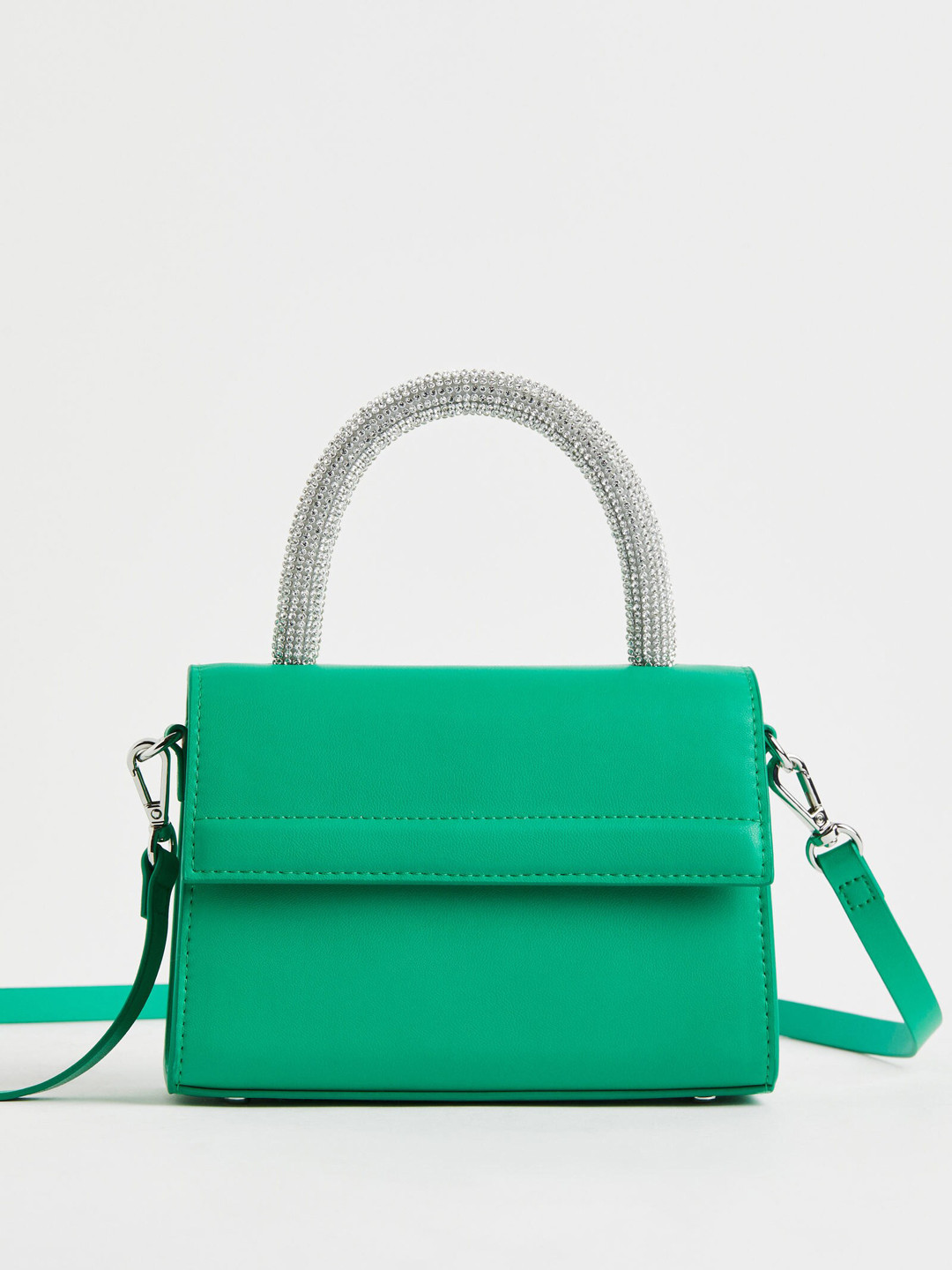 

H&M Women Rhinestone-Handle Shoulder Bag, Green