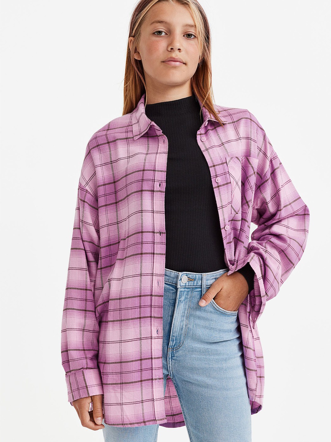 

H&M Girls Oversized Shirt, Purple