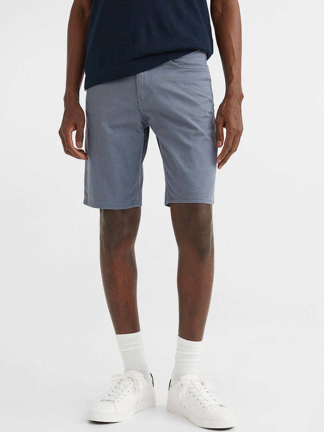 

H&M Men Slim Fit Cotton Twill Shorts, Grey
