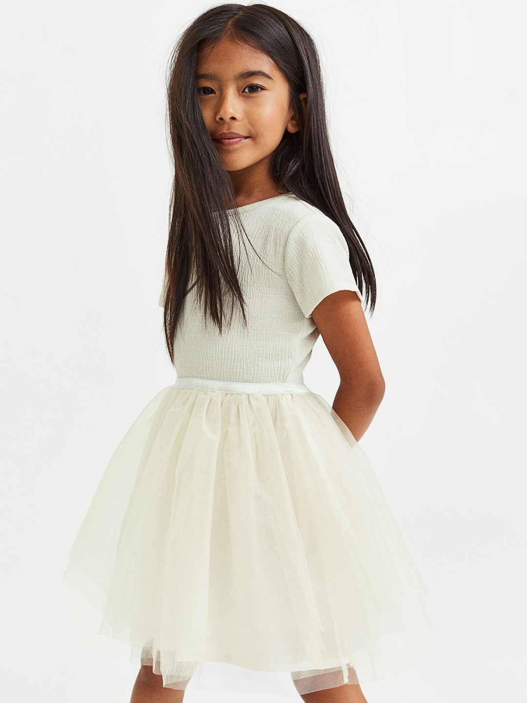 

H&M Girls Tulle-Skirt Dress, Cream