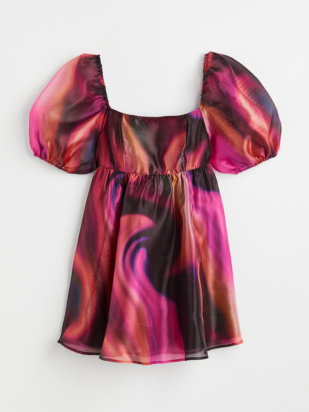 

H&M Women Organza Babydoll Dress, Pink