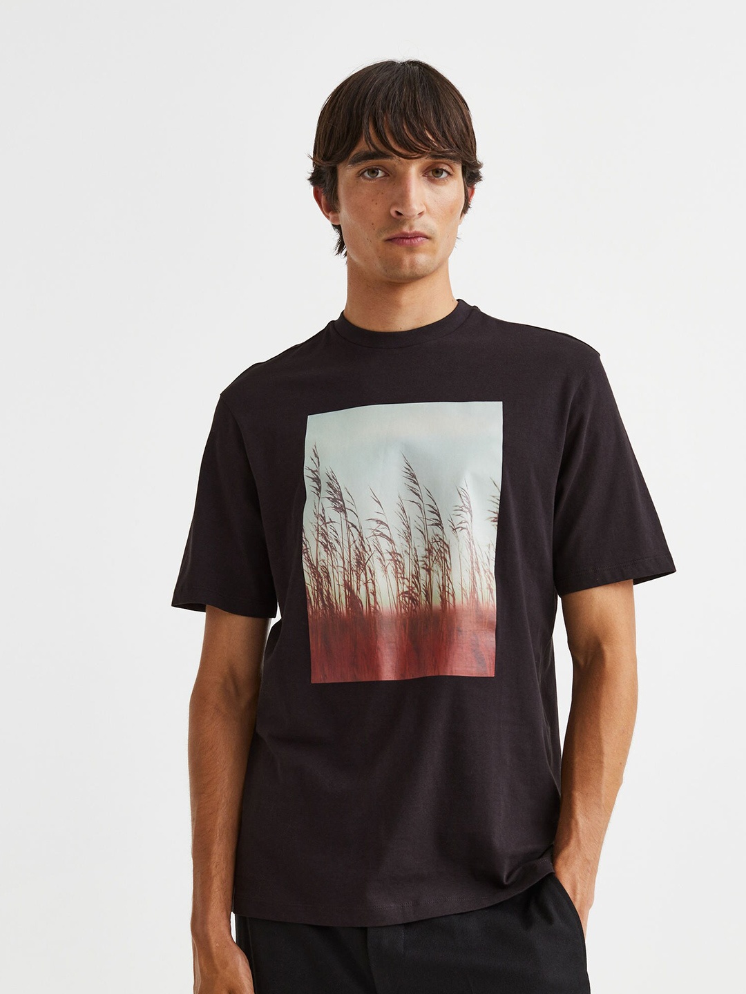 

H&M Men Regular Fit Cotton T-shirt, Brown