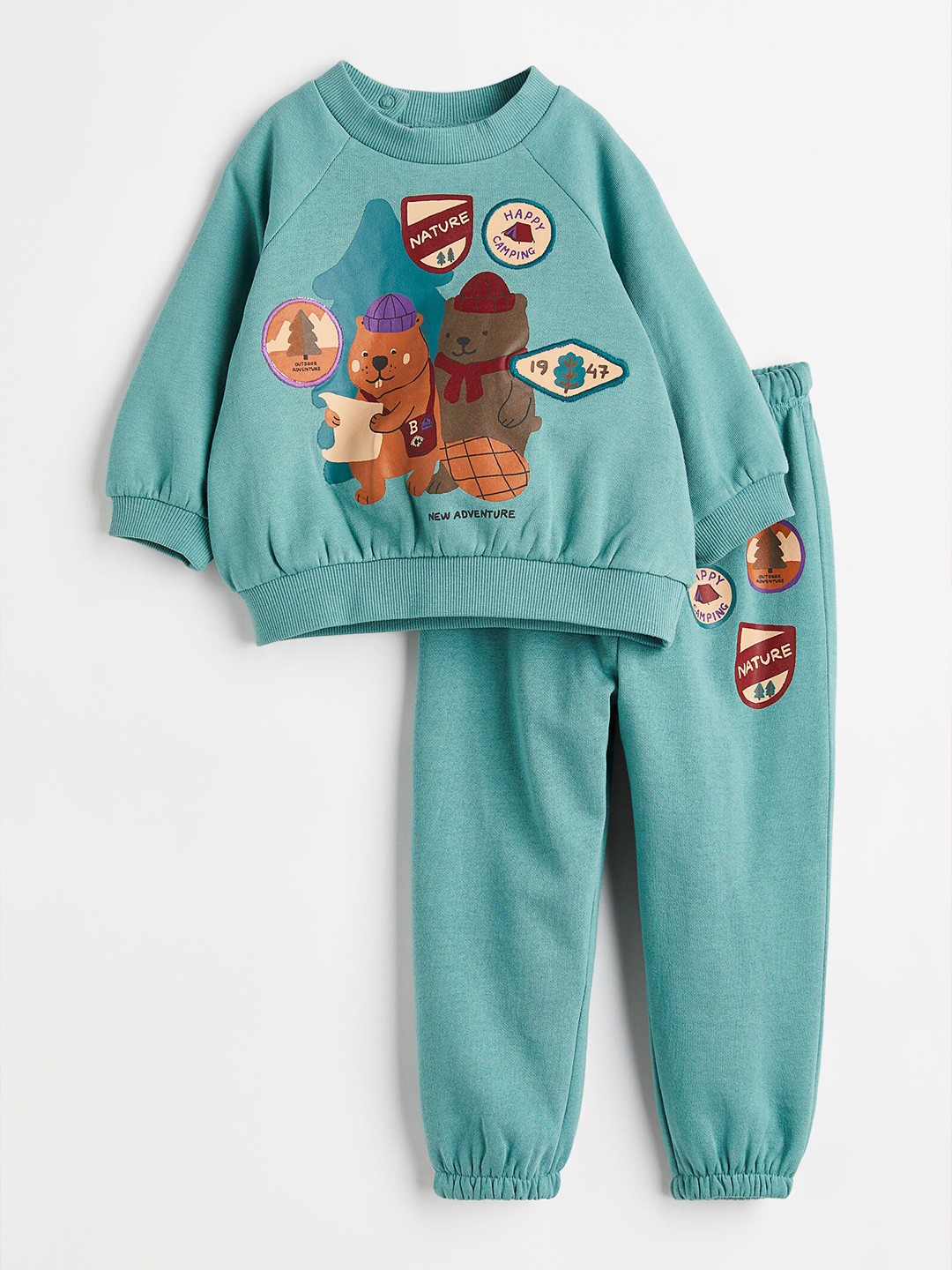 

H&M Boys 2-Piece Printed Sweatshirt Set, Turquoise blue