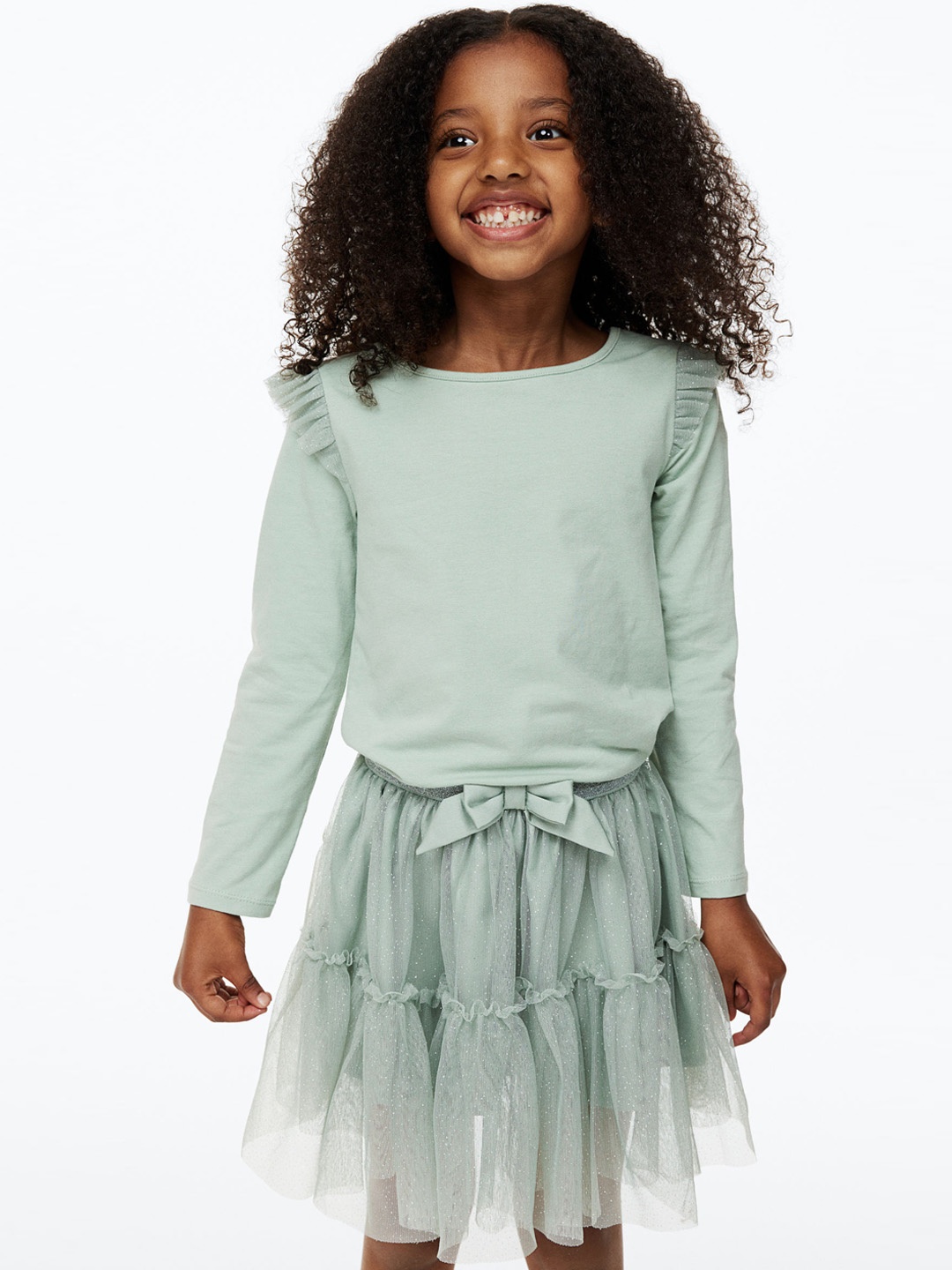

H&M Girls Solid Flared Skirt, Green
