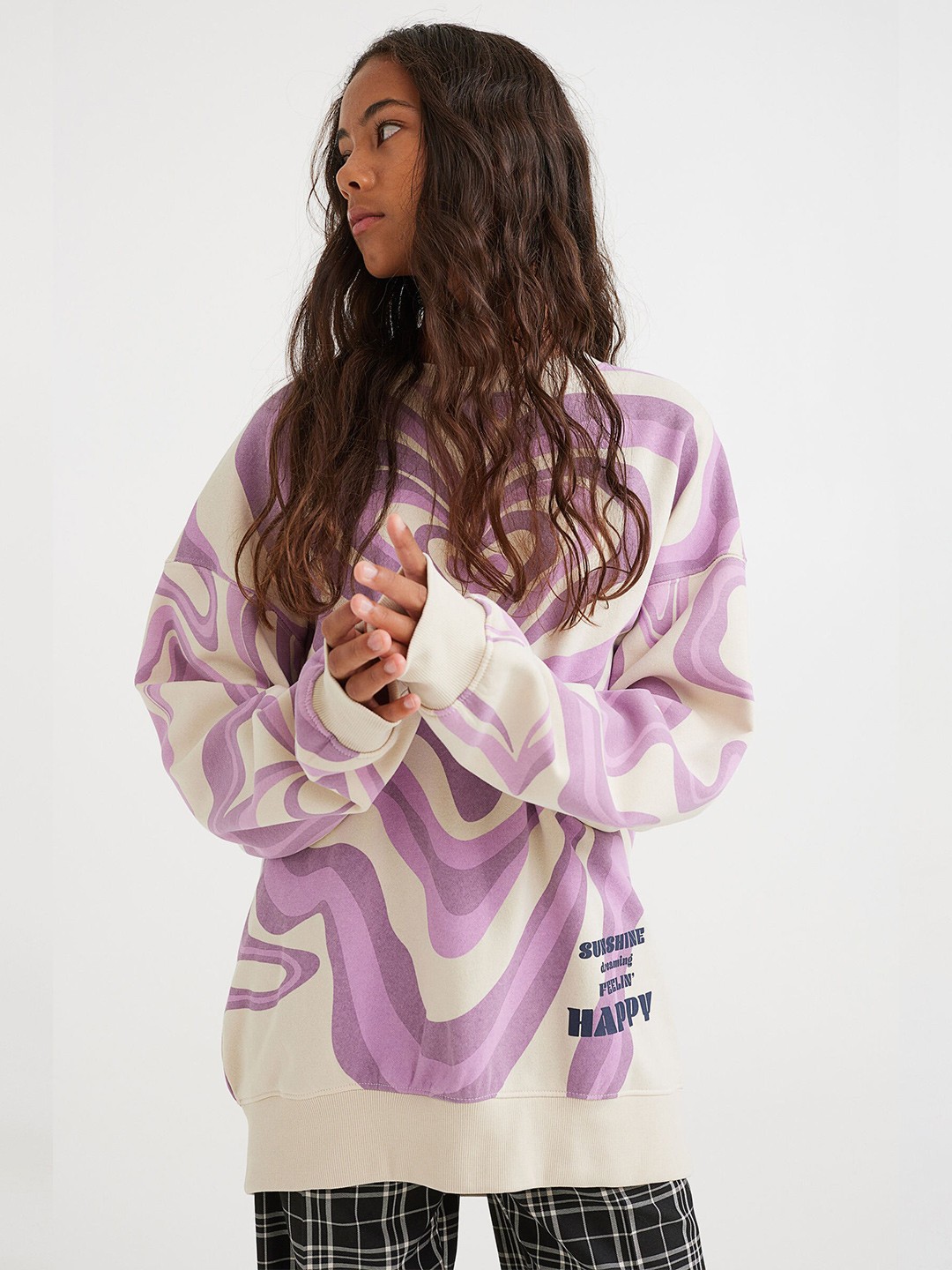 

H&M Girls Oversized Sweatshirt, Beige