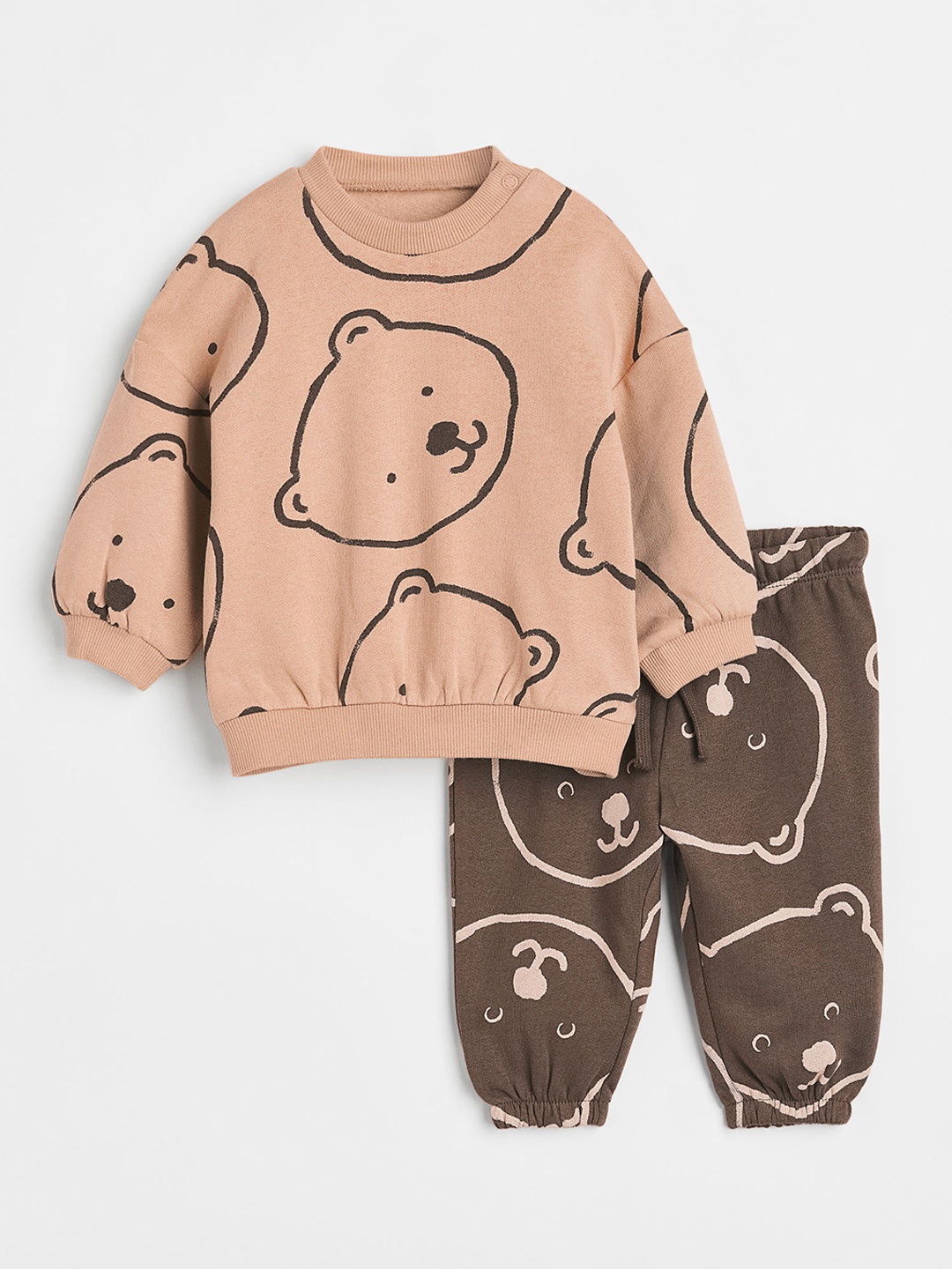 

H&M Boys 2-Piece Pure Cotton Sweatshirt Set, Brown