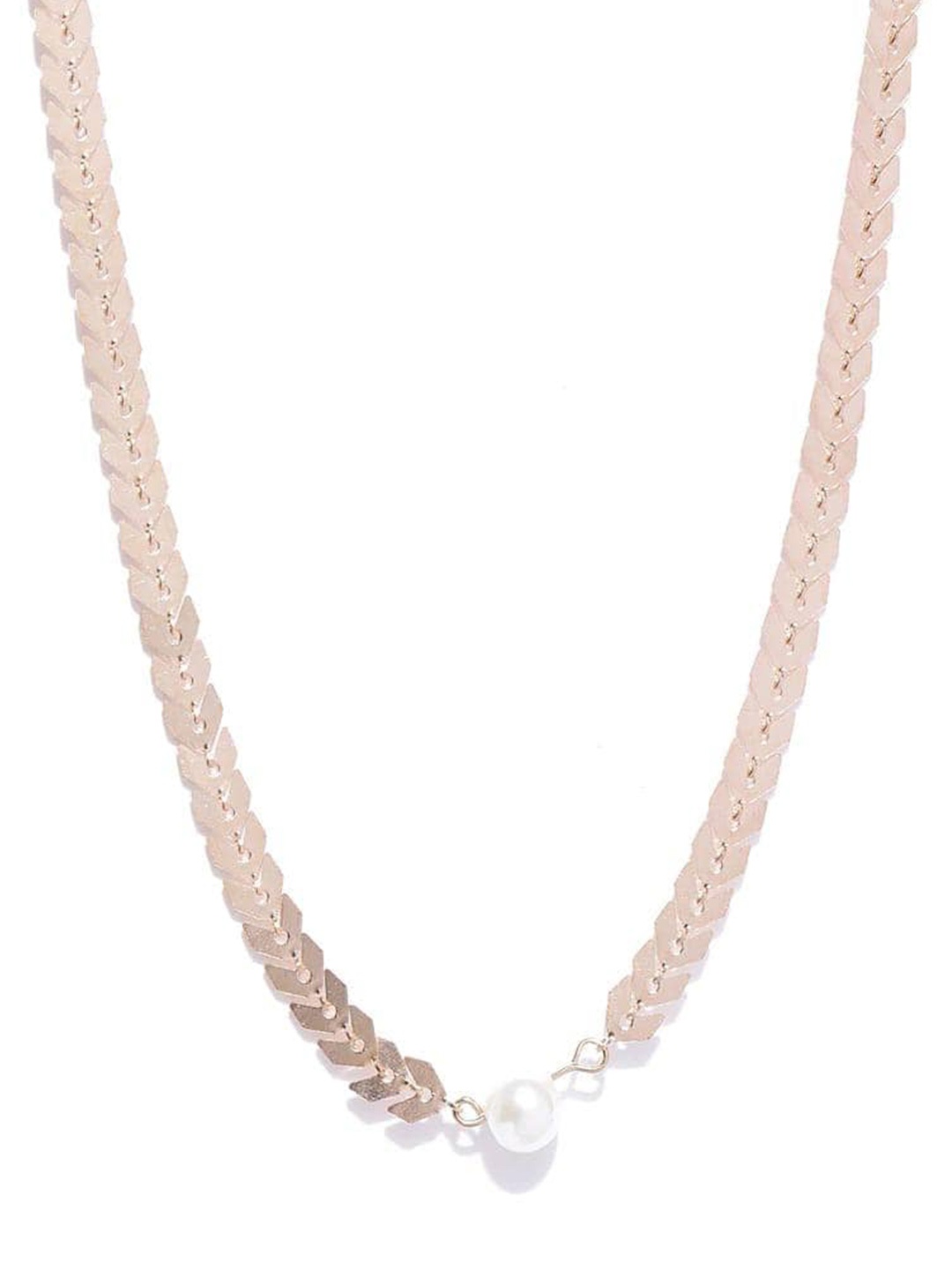 

LAFORWORD Gold-Toned & White Brass Gold-Plated Necklace