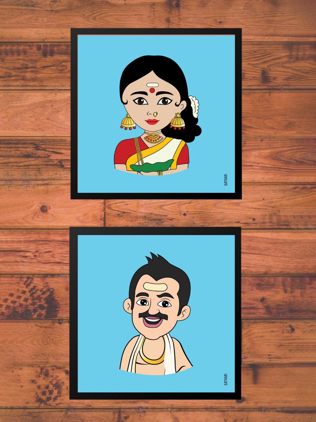 

Gathari Set Of 2 Wall Arts With Frame, Blue