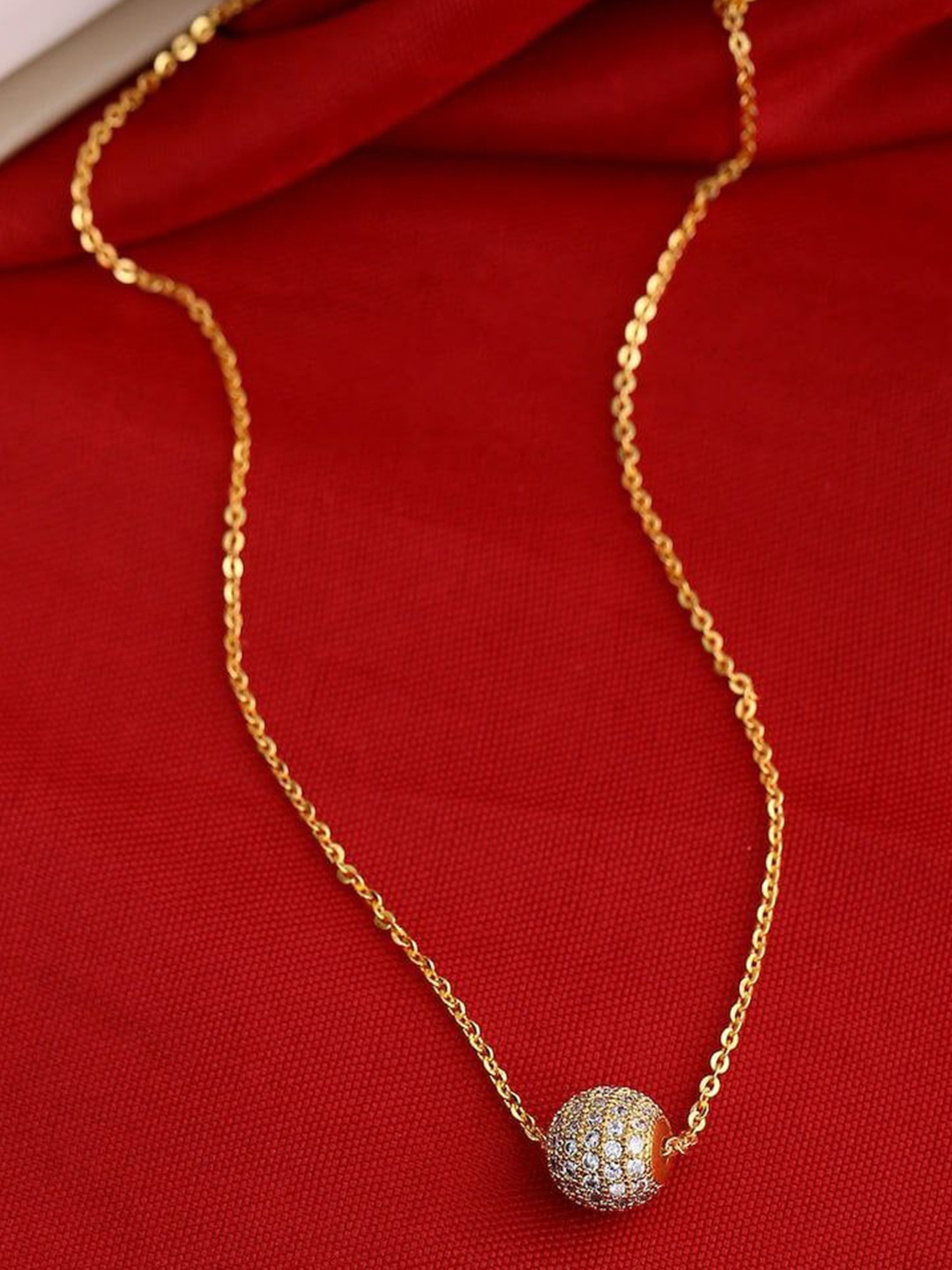 

LAFORWORD Gold-Toned & White Brass Gold-Plated Necklace