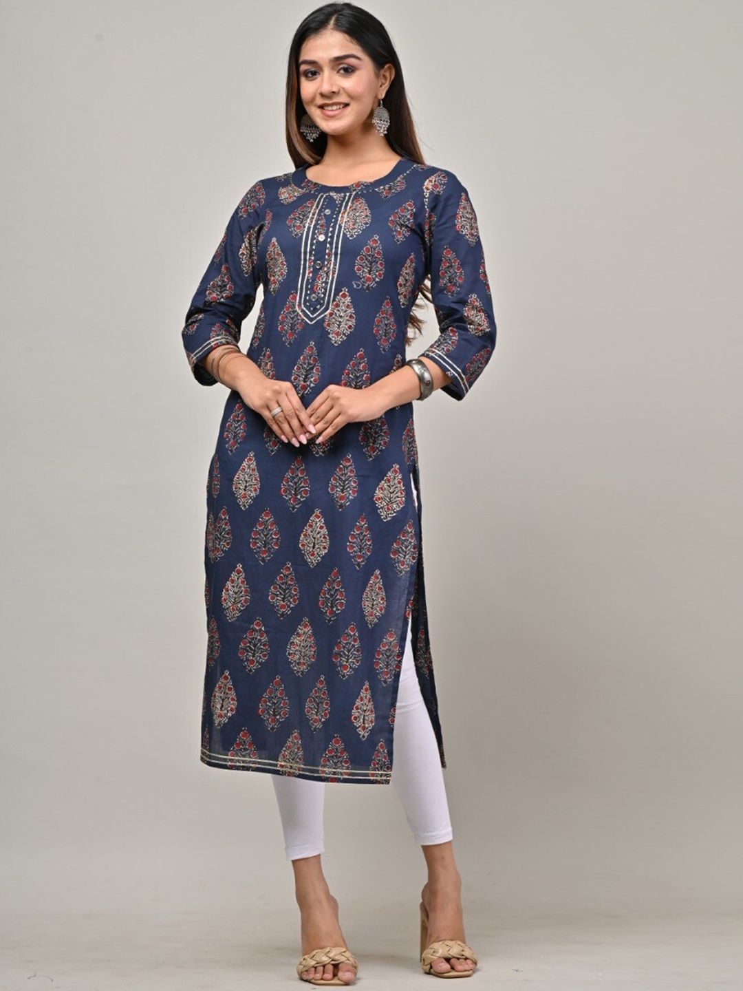 

Swasti Woman Blue Ethnic Motifs Printed Floral Kurta