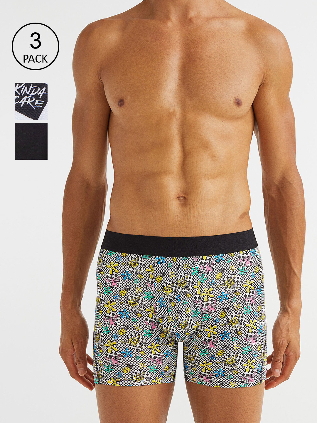 

H&M Men Set Of 3 Mid-Rise Trunk, Black