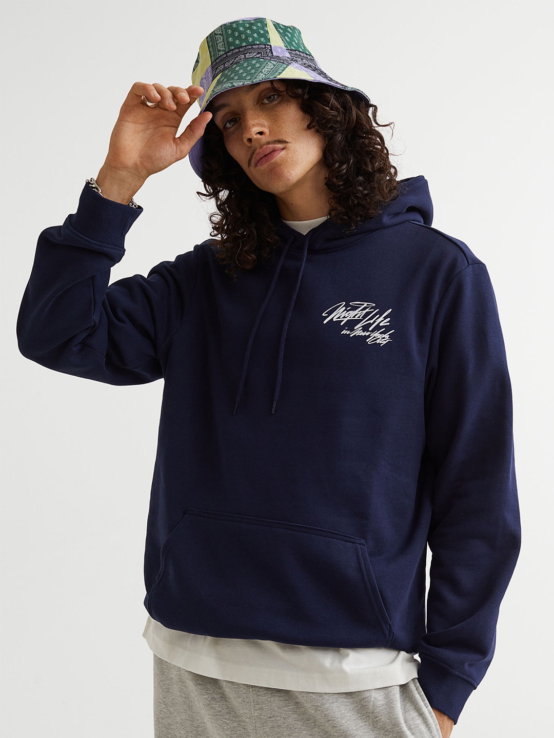 

H&M Men Regular Fit Hoodie, Navy blue