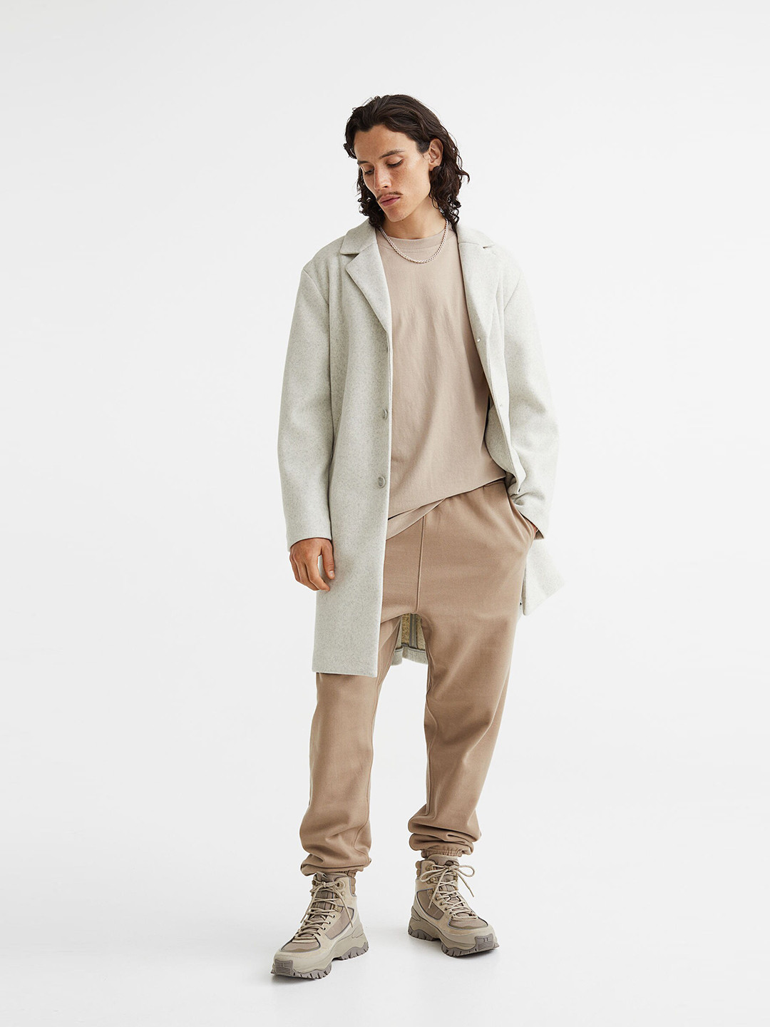 

H&M Men Beige Oversized Fit Cotton top