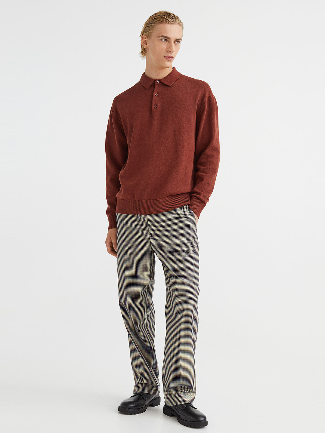 

H&M Men Brown Relaxed Fit Cotton polo shirt