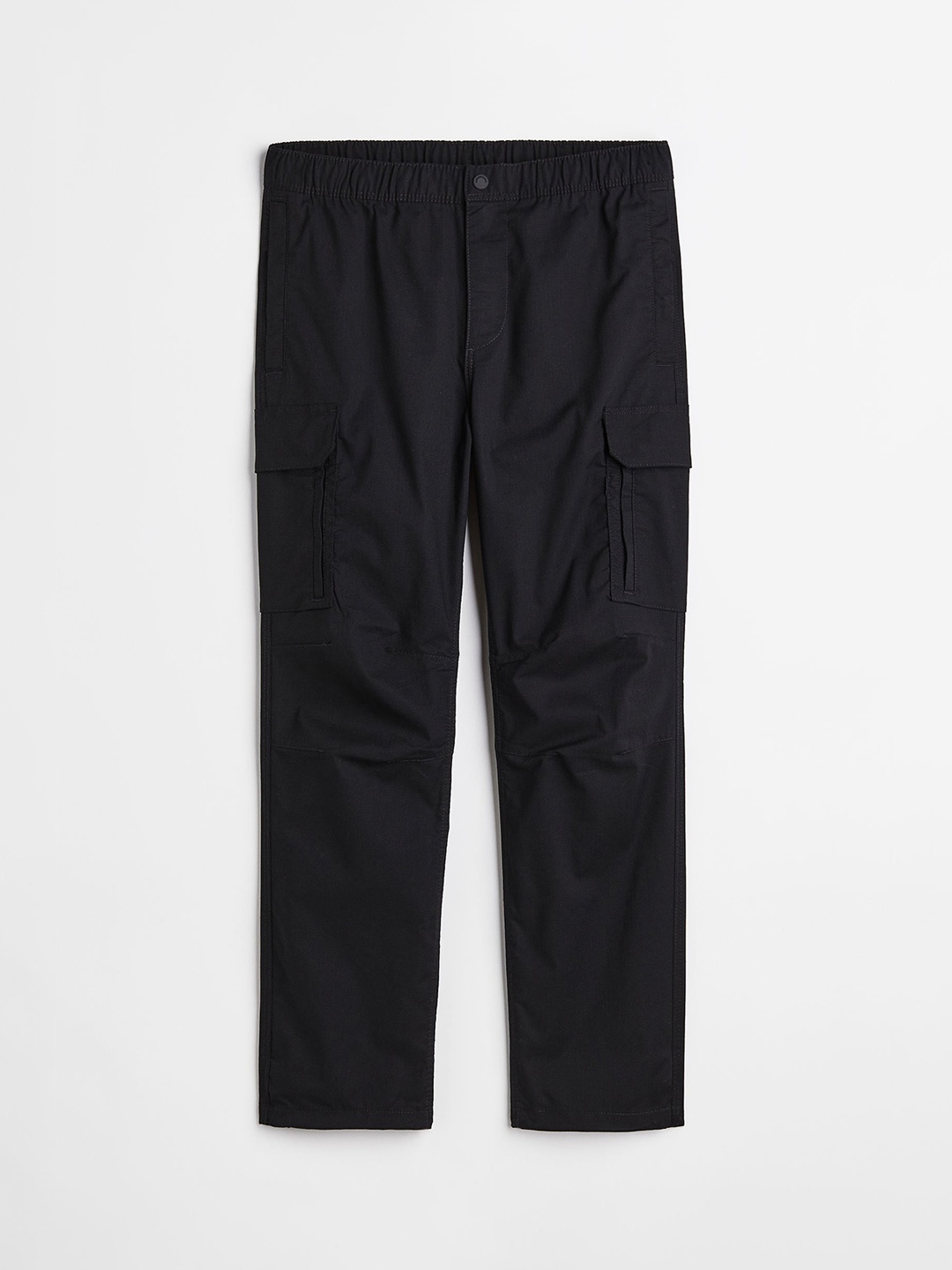 

H&M Men Black Regular Fit Ripstop cargo trousers