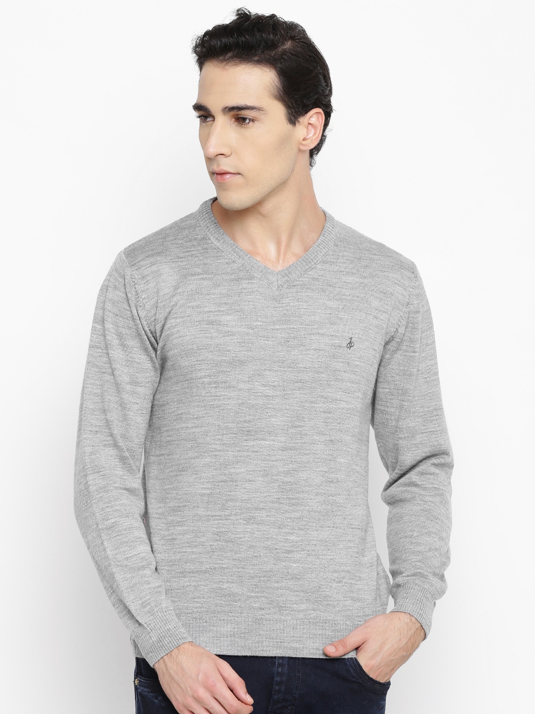 

John Players Men Grey Melange Solid Sweater