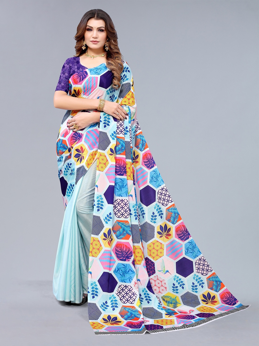 

Fashion FRICKS Blue & Yellow Pure Cotton Saree