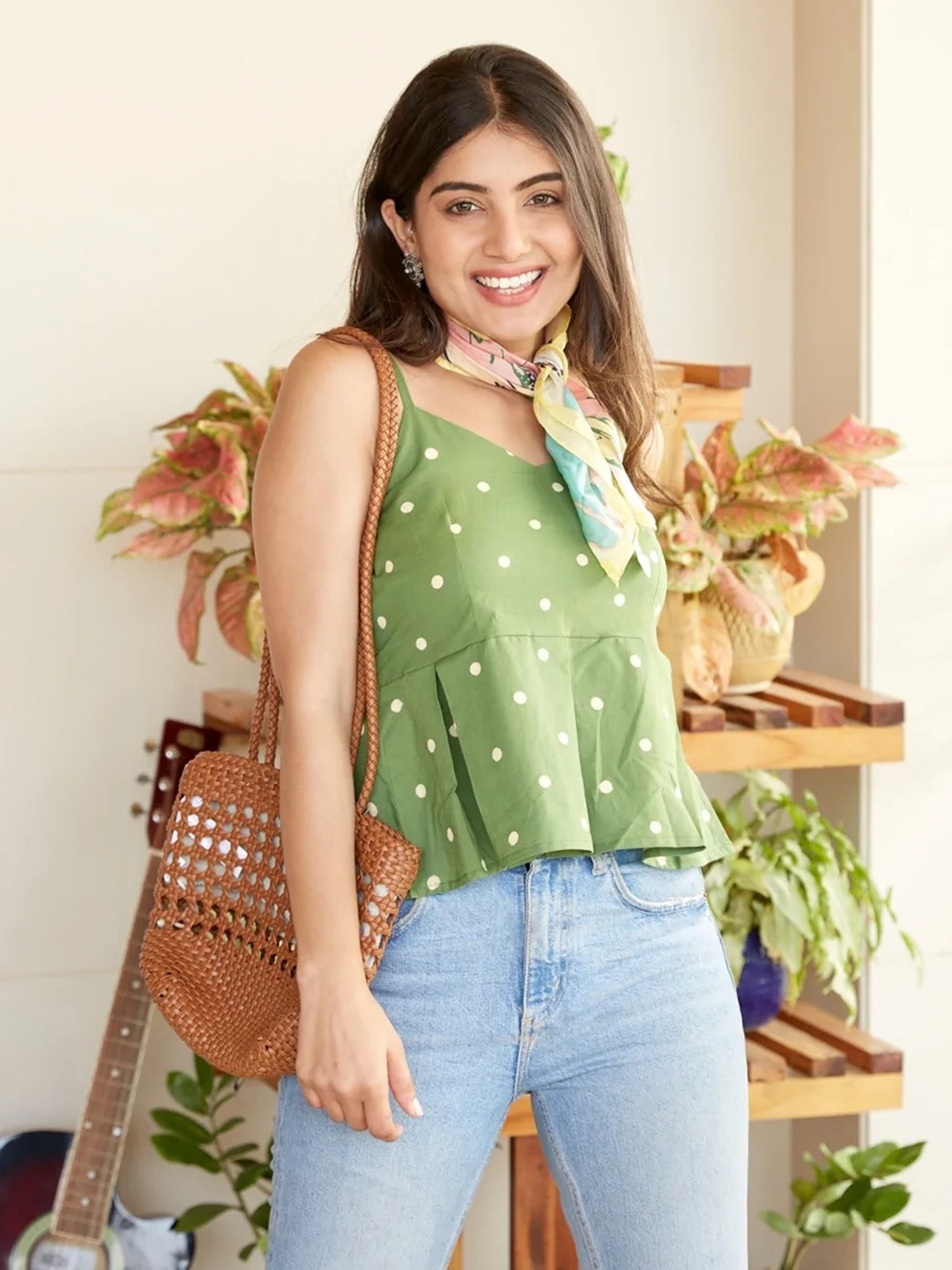

NANGALIA RUCHIRA Women Green Printed Peplum Top