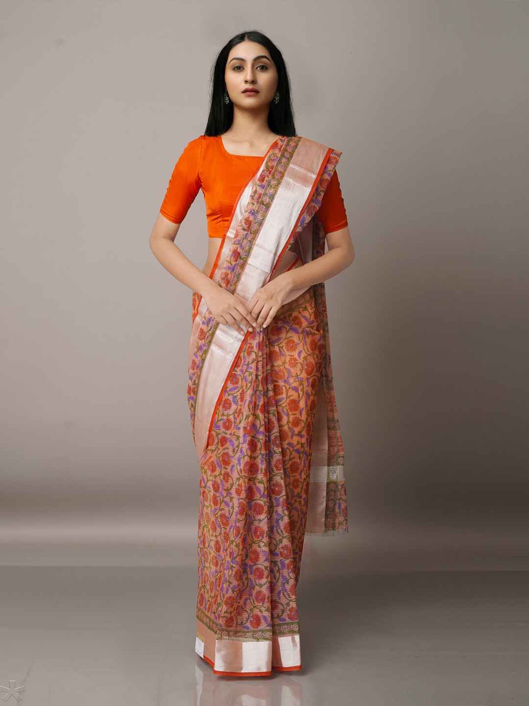 

Unnati Silks Ethnic Motifs Zari Pure Cotton Kota Saree, Red