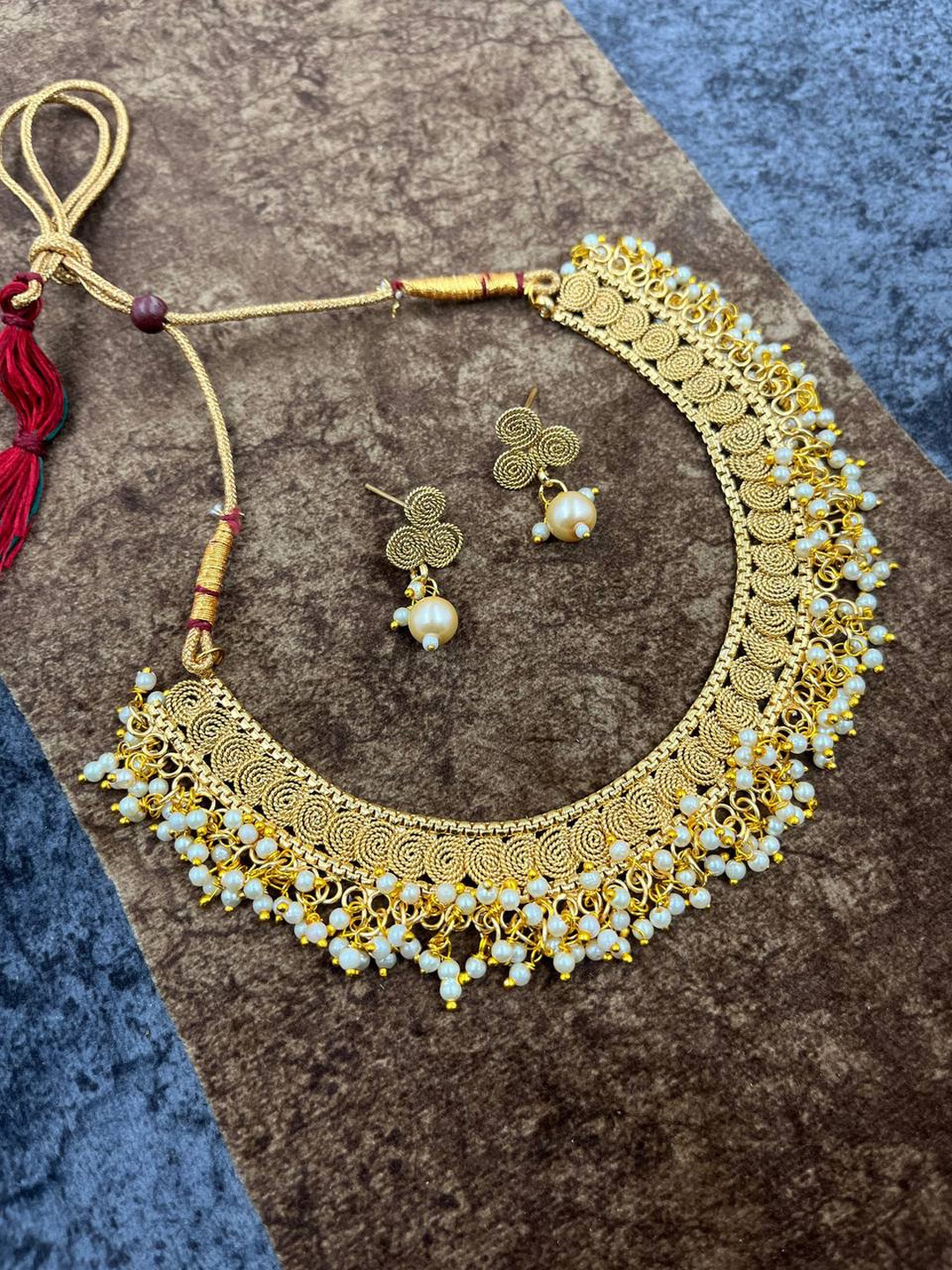 

LAFORWORD Gold-Plated & Beaded Jewellery Set