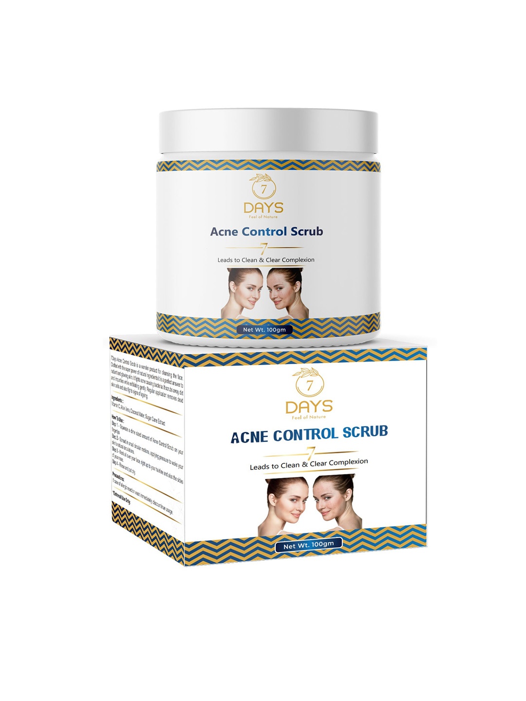 

7 DAYS Acne Control Face Scrub for Clean & Clear Complexion - 100 g, White