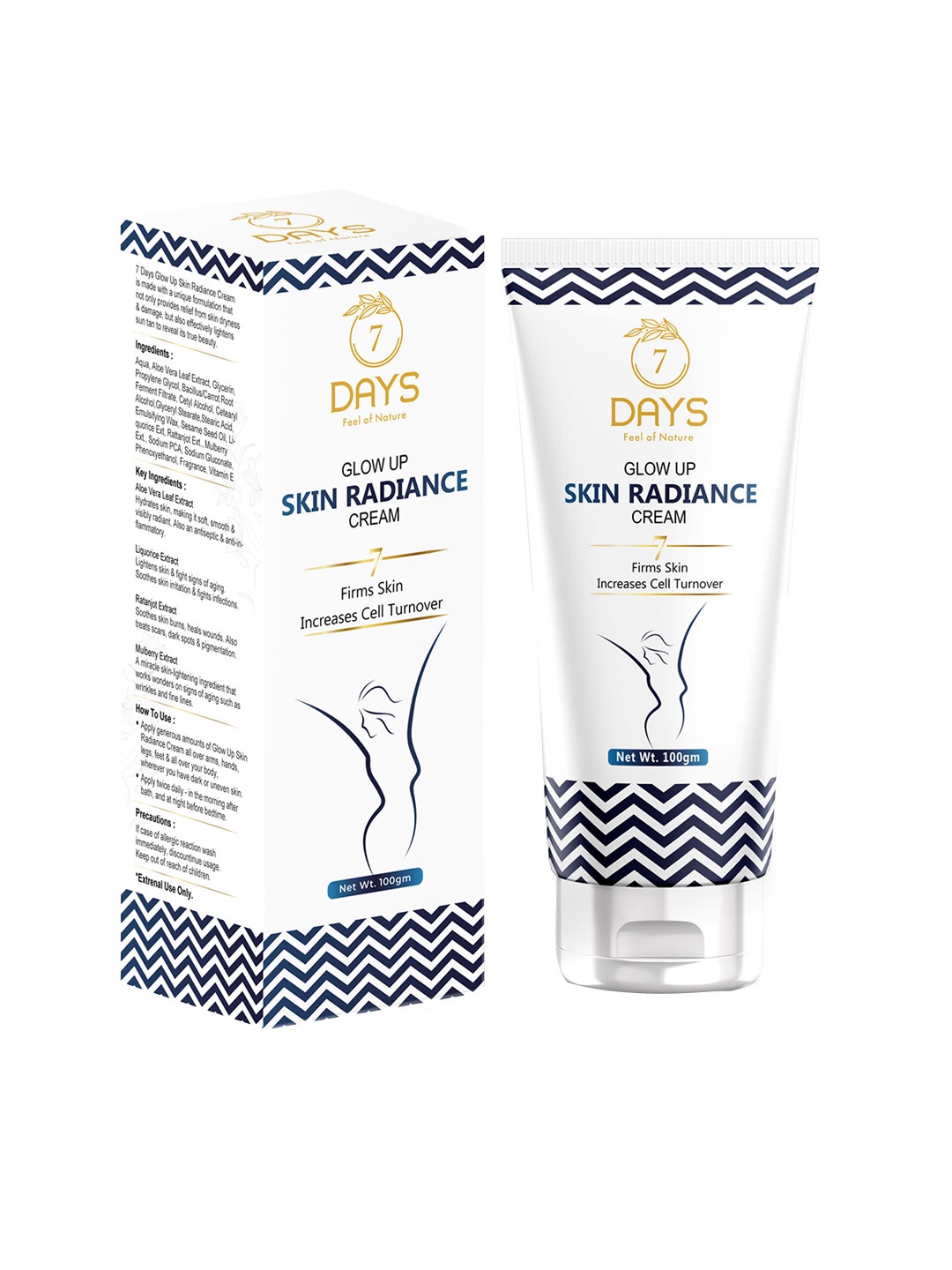 

7 DAYS Glow Up Skin Radiance Cream to Increase Cell Turnover with Aloe Vera - 100 g, White