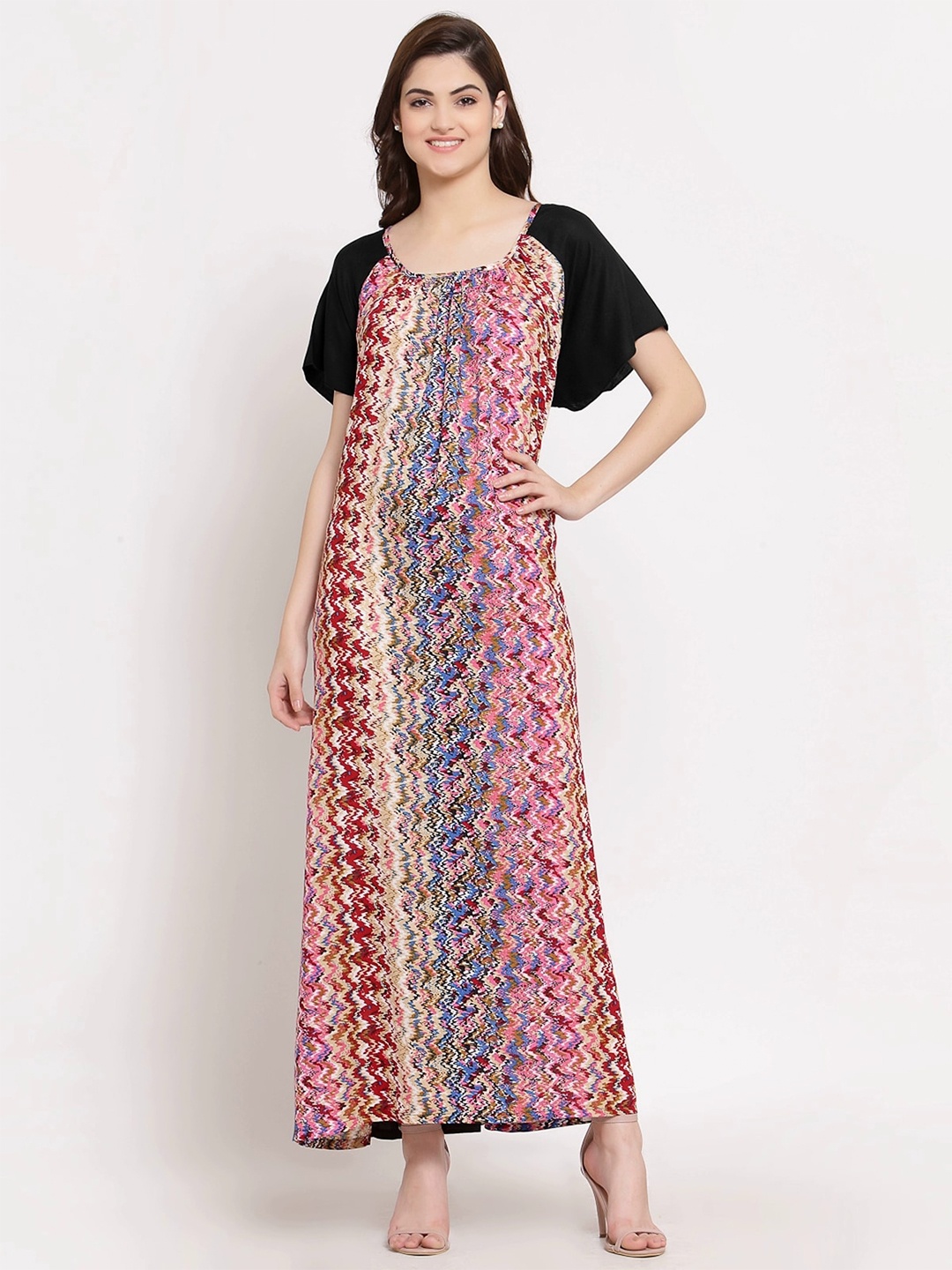 

PATRORNA Printed Pleated Maxi Dress, Beige