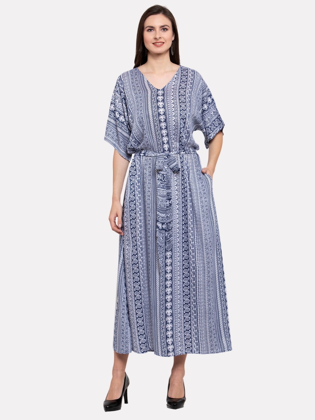 

PATRORNA Women Printed A-Line Maxi Dress, White