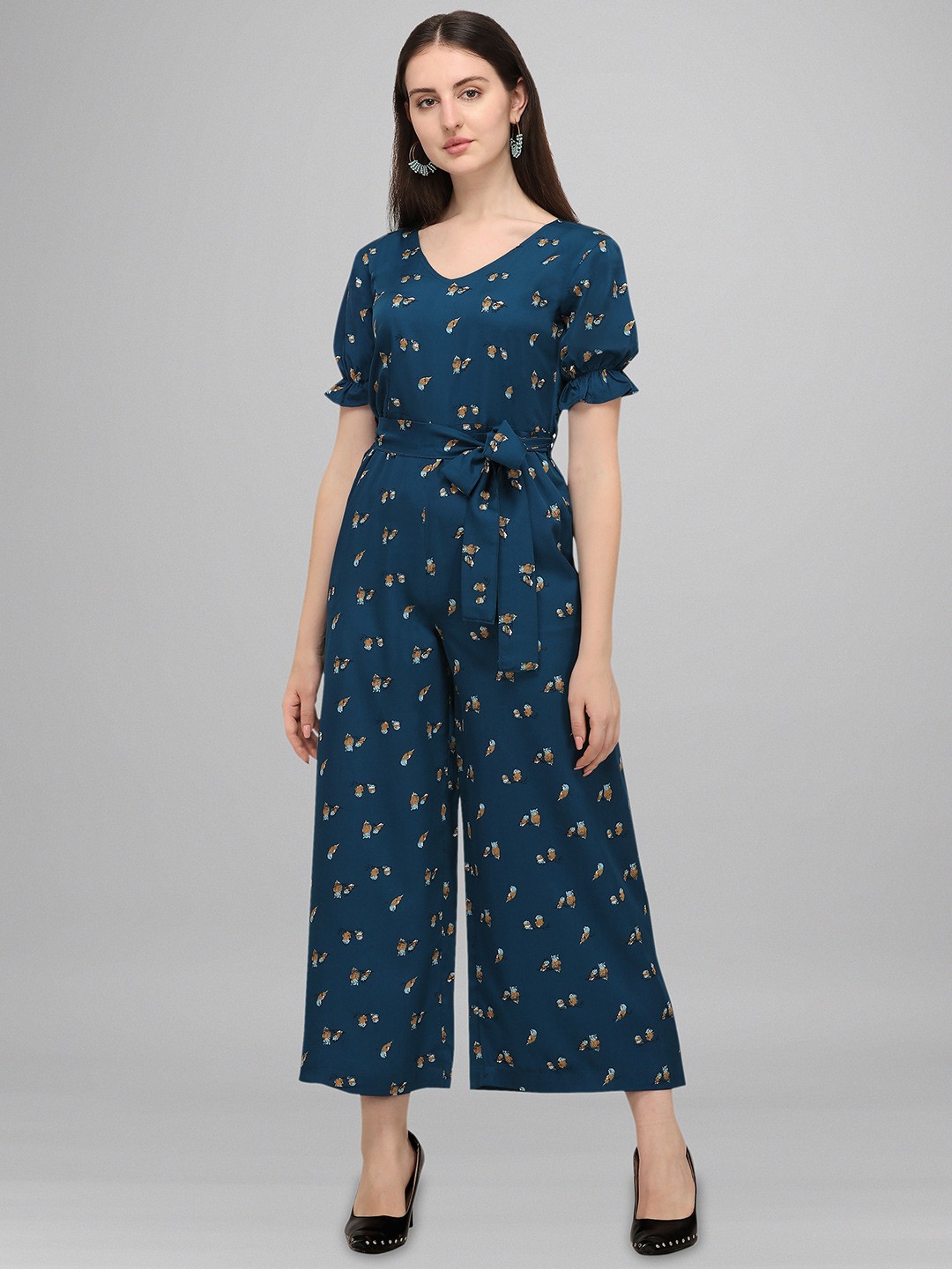 

Fashfun Women Printed Basic Jumpsuit, Teal