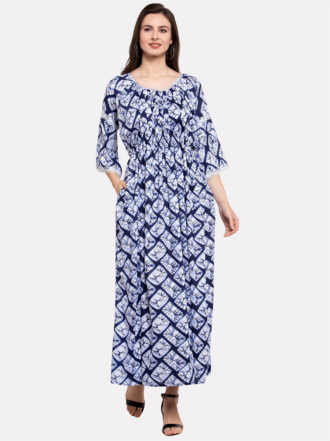 

PATRORNA Plus Size Printed Maxi Dress, Blue