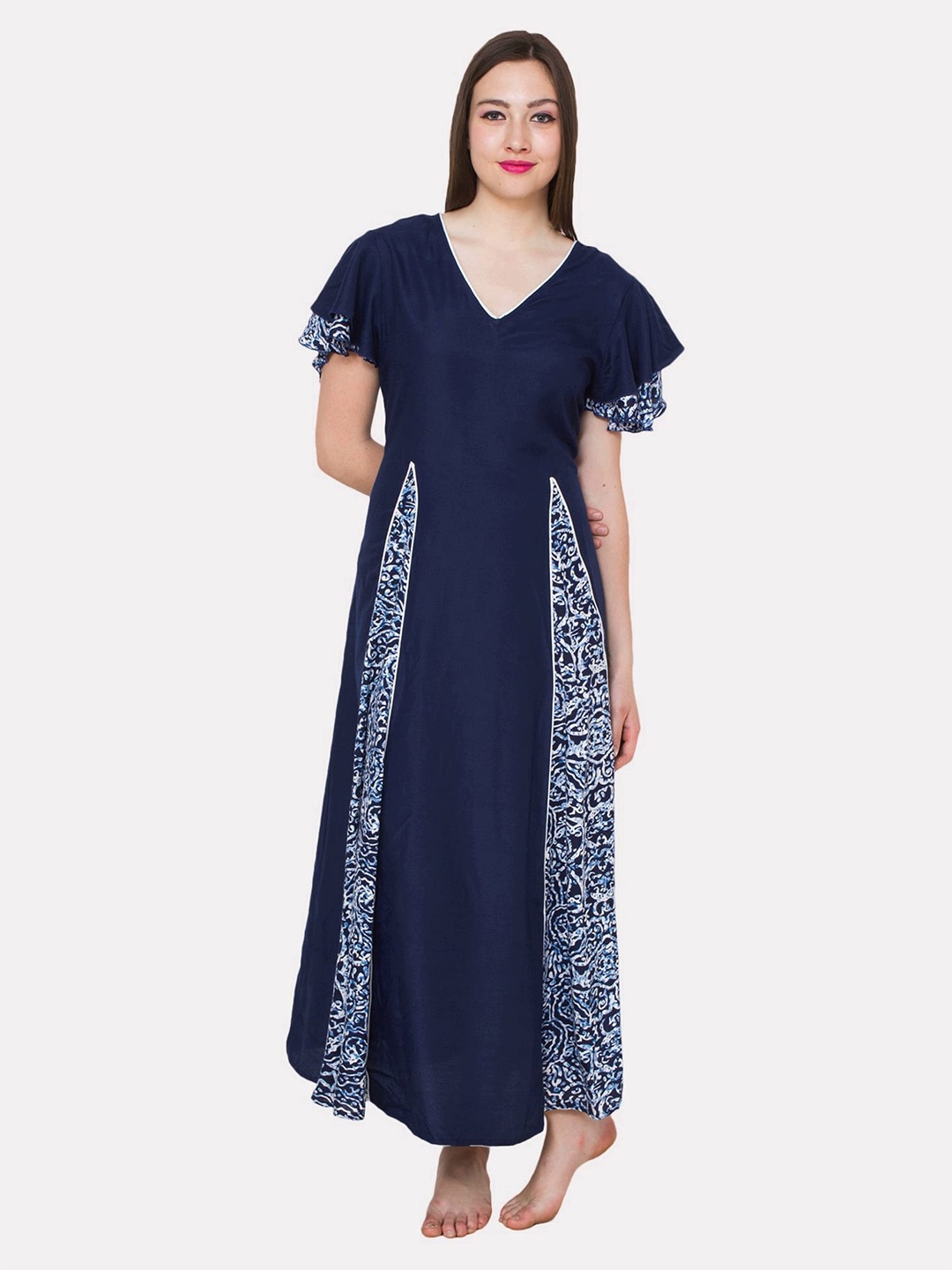 

PATRORNA Plus Size Maxi Nightdress, Blue