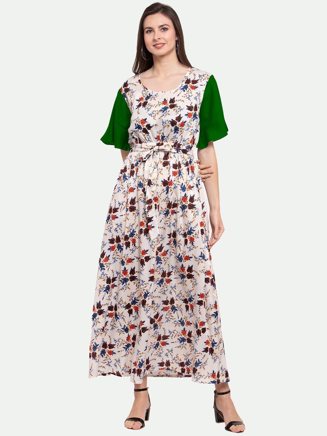 

PATRORNA Plus Size Floral Printed Maxi Dress, White