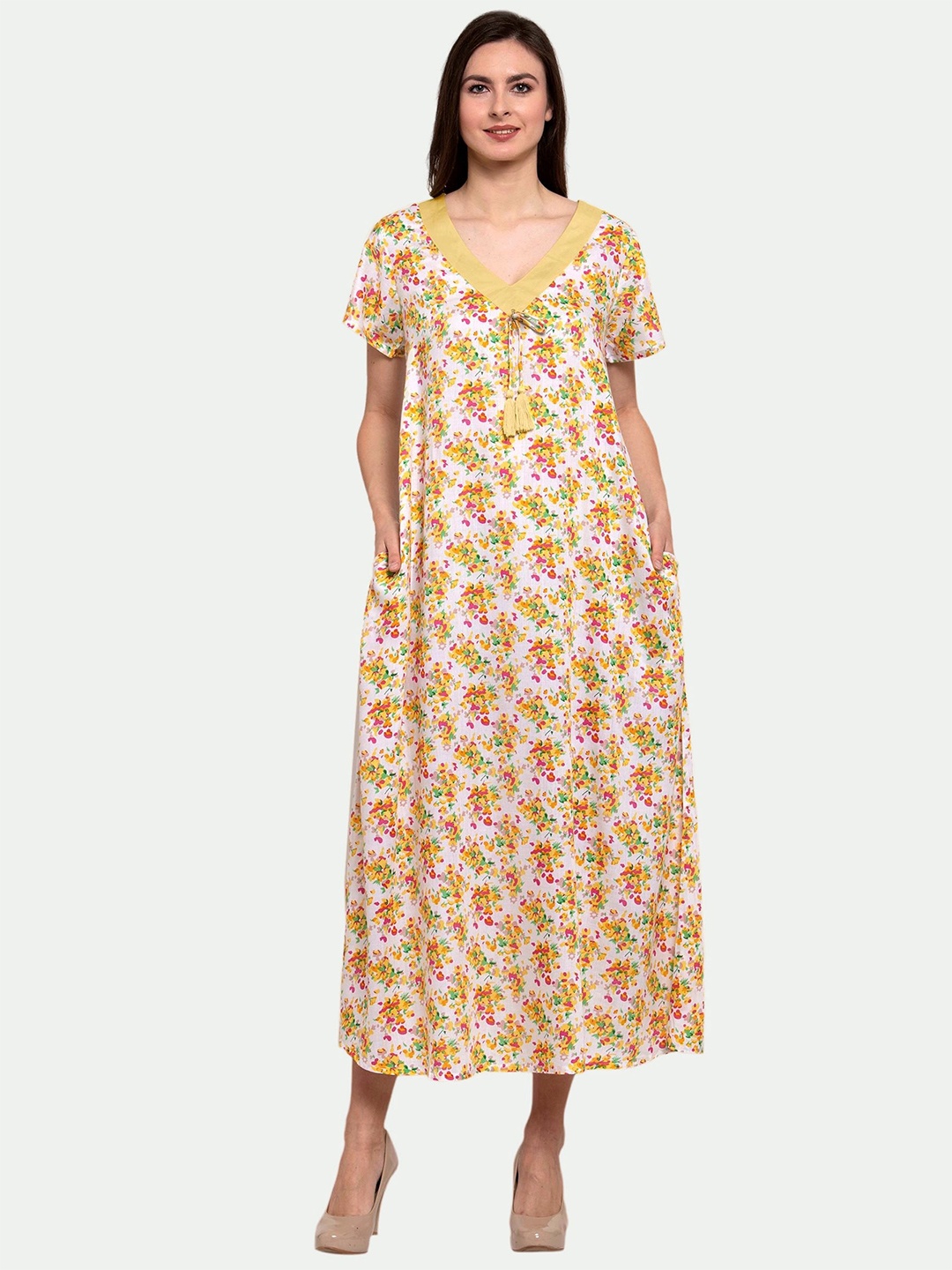 

PATRORNA Floral Printed Maxi Nightdress, White